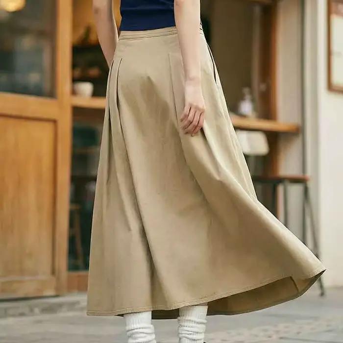 Jupe plissée kaki Maden pour femme