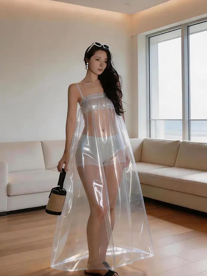 Jupe longue en PVC imperméable pour femme