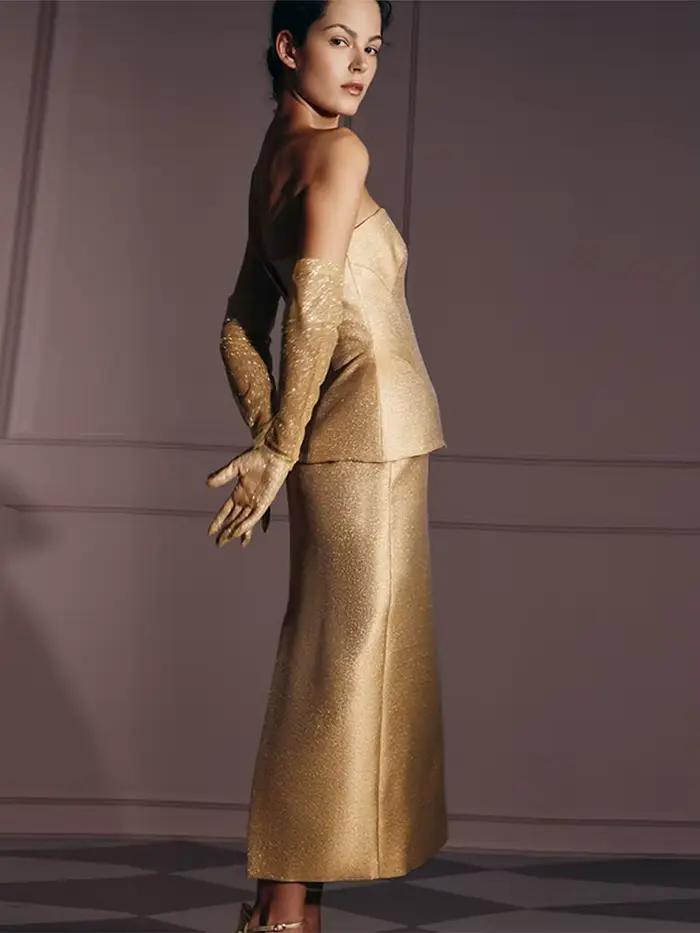 Haut sans manches et jupe droite longue pour femmes, ensemble moderne en coton et polyester, idéal pour les soirées et les occasions spéciales