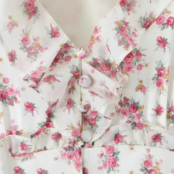 Jupe à volants florale française pour femme