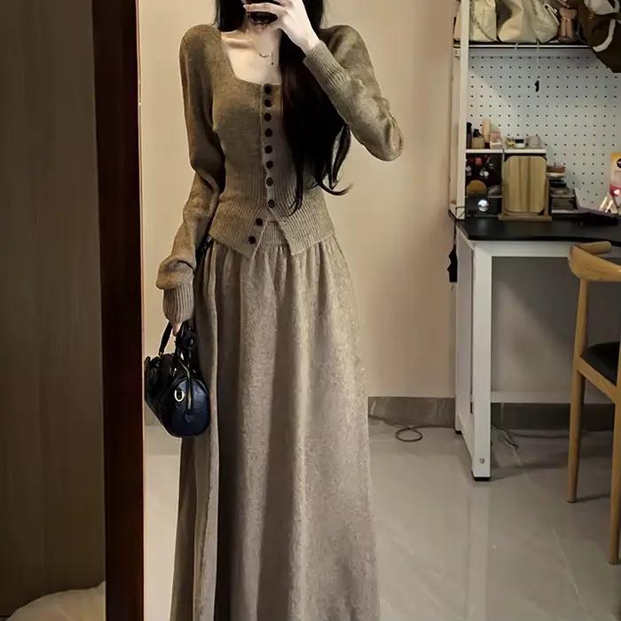 Ensemble pull tricoté pour femmes