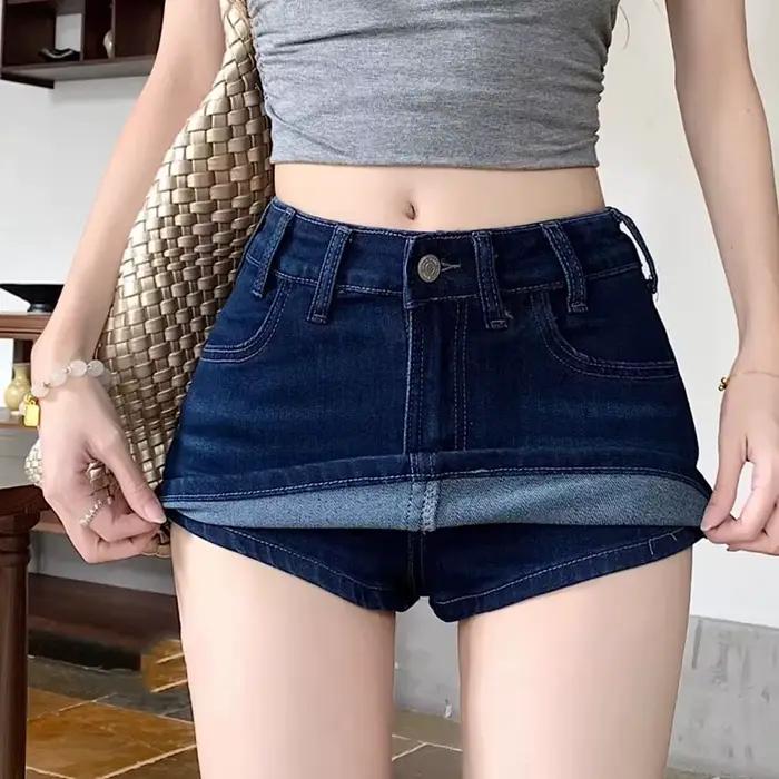 Jupes en jean bleu foncé pour femmes