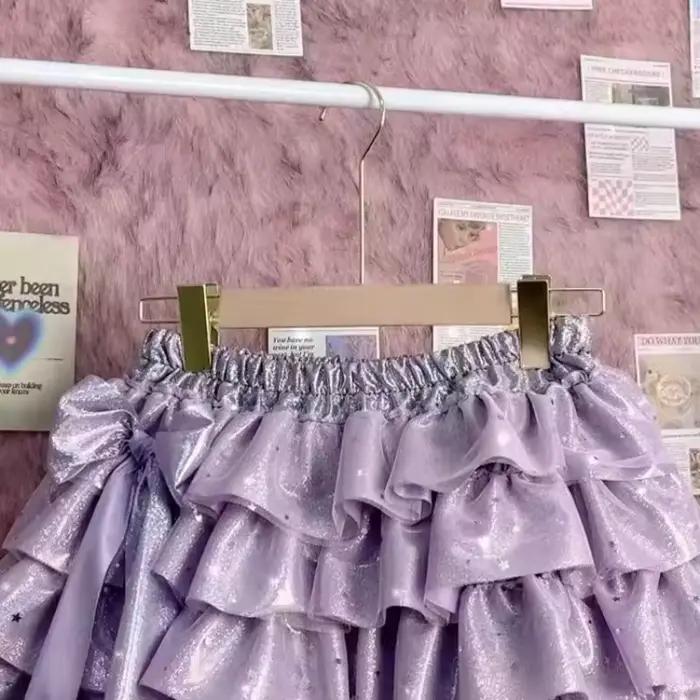 Mini-Jupe Princesse Violette Style Y2K Harajuku Dentelle Non Extensible Pour Sorties Nocturnes Occasions Spéciales