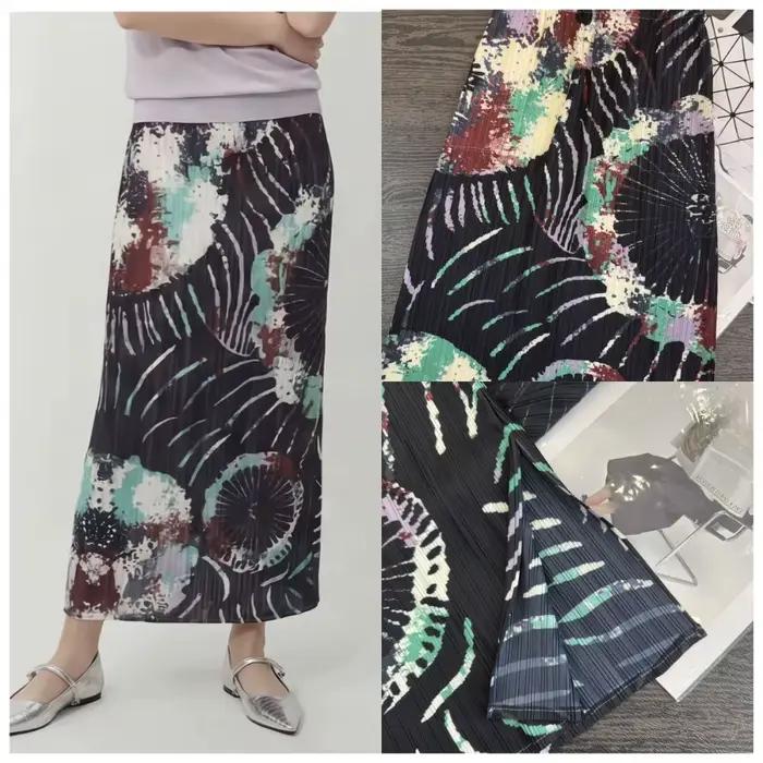 Jupe plissée imprimée Miyake WEPLEATS élégante et décontractée pour femmes, nouvelle collection été 2026, imprimé rétro, coupe ample et polyvalente, polyester élastique