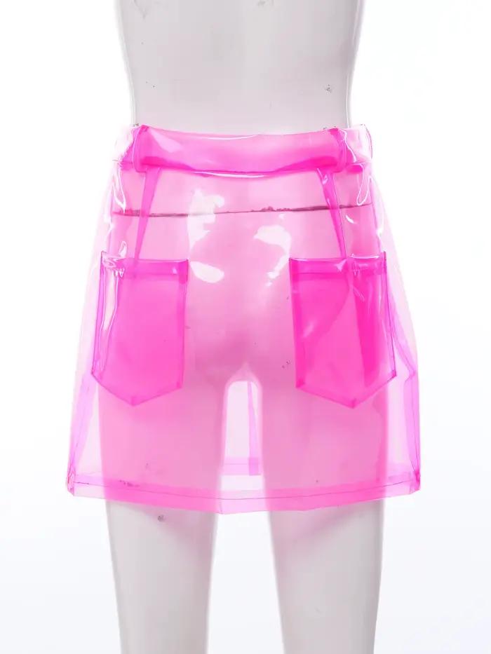 Jupe moulante transparente en PVC pour femme