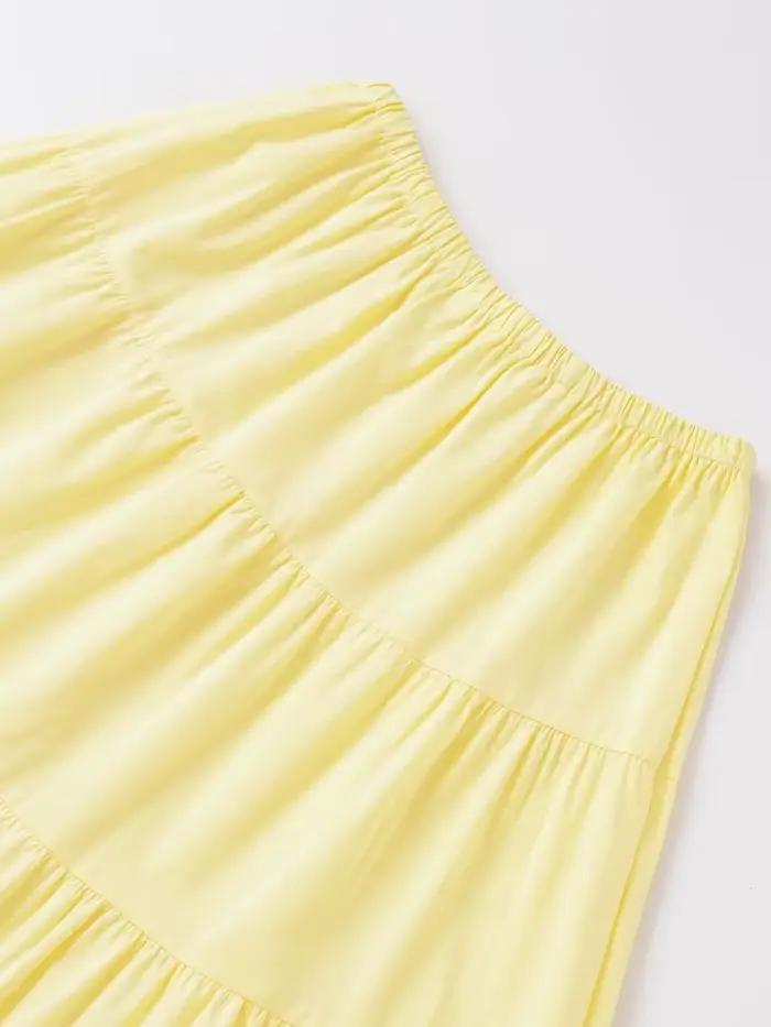 Jupe TRZA jaune beurre longue pour femmes, décontractée et élégante pour toutes les saisons occasions spéciales