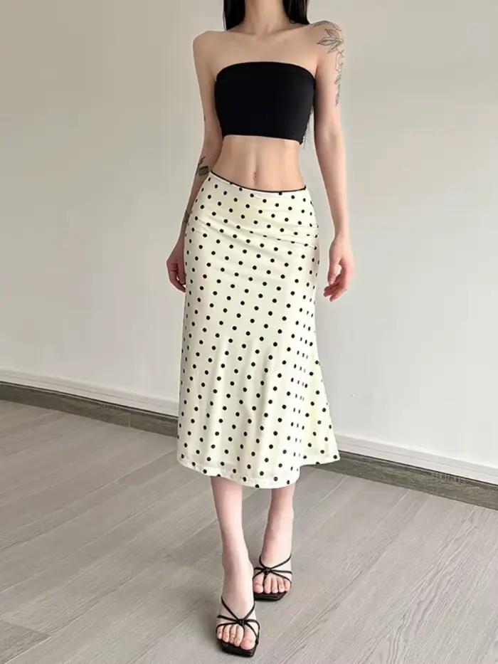 Jupes longues imprimées à pois pour femmes