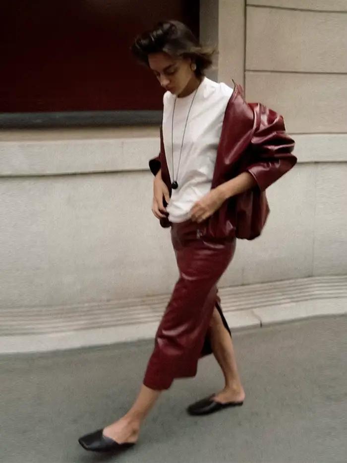 Ensemble jupe Vintage en cuir PU pour femmes