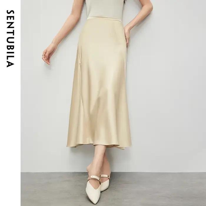 Jupe sirène de luxe SENTUBILA en satin pour femme
