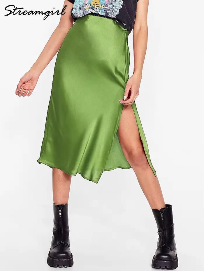 Jupes mi-longues vertes pour femmes