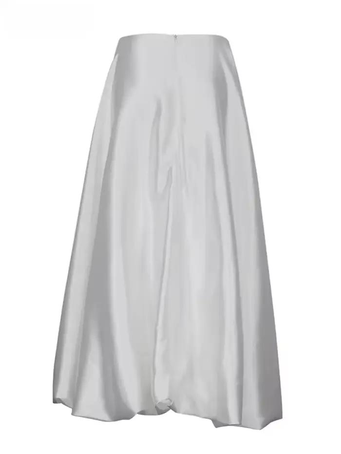 Jupe satin beige ample pour femme élégante haute taille bureau soirée femme printemps été