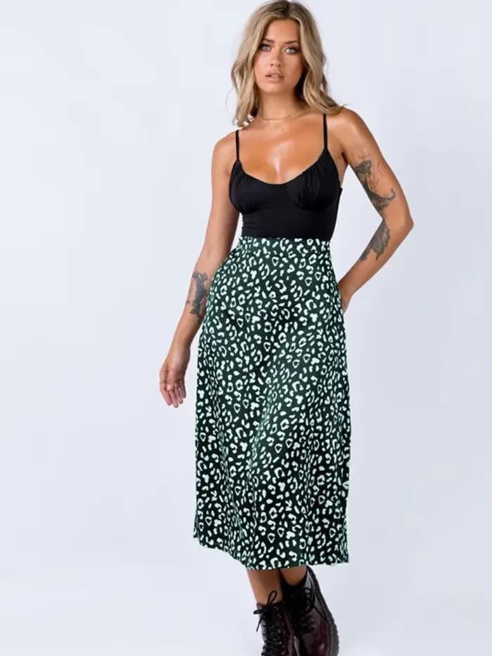 Nouvelle jupe longue sexy à imprimé léopard