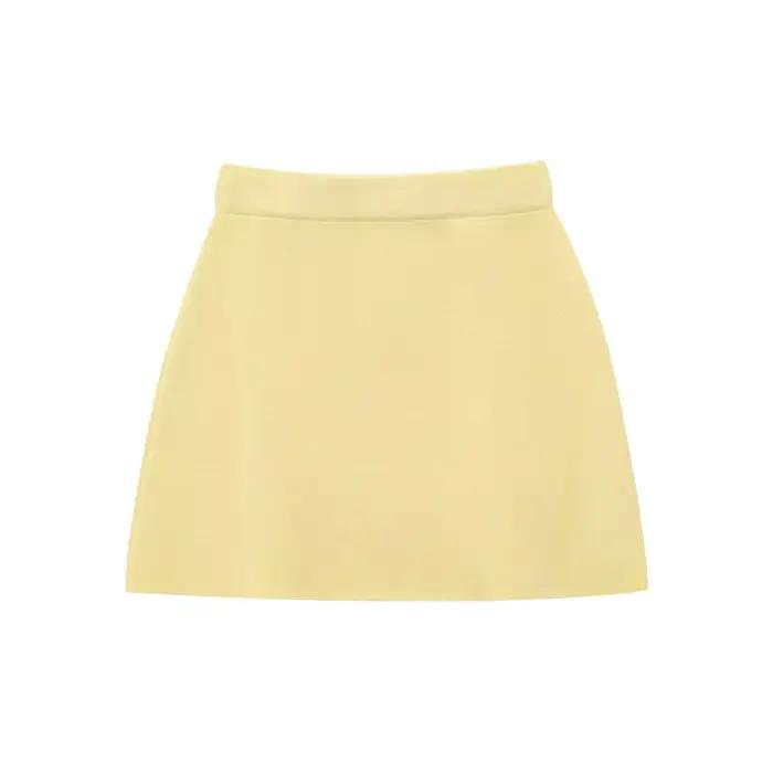 Ensemble jupe courte et haut tricoté à manches courtes pour femme