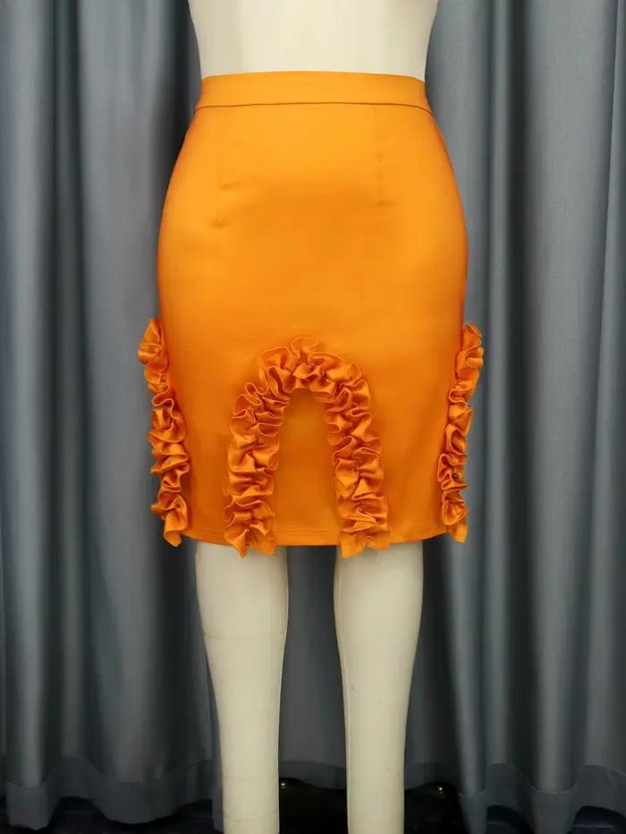 Mini jupe crayon à volants pour femme