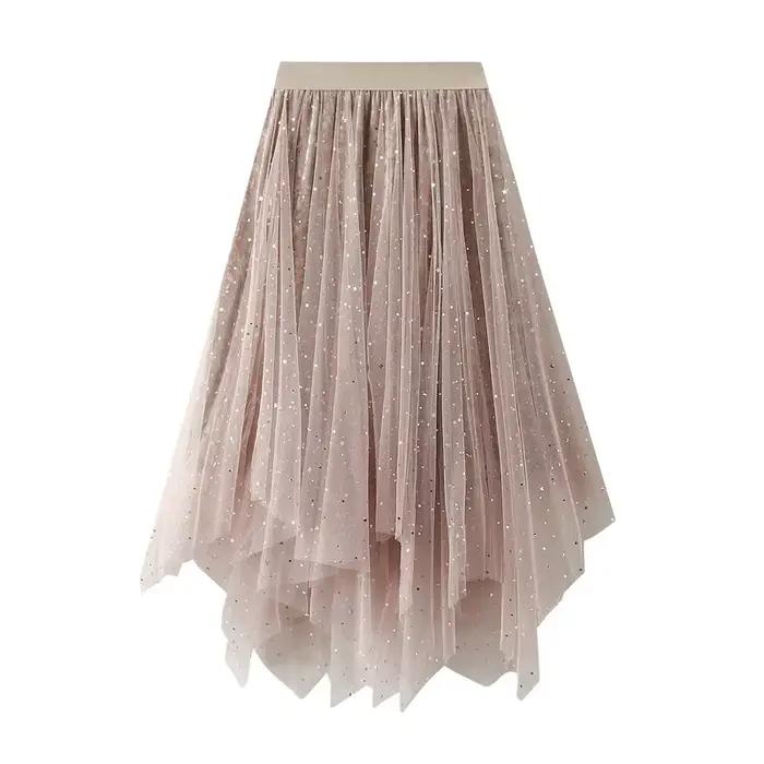 Jupe tutu en maille à paillettes étoiles dégradées pour femmes