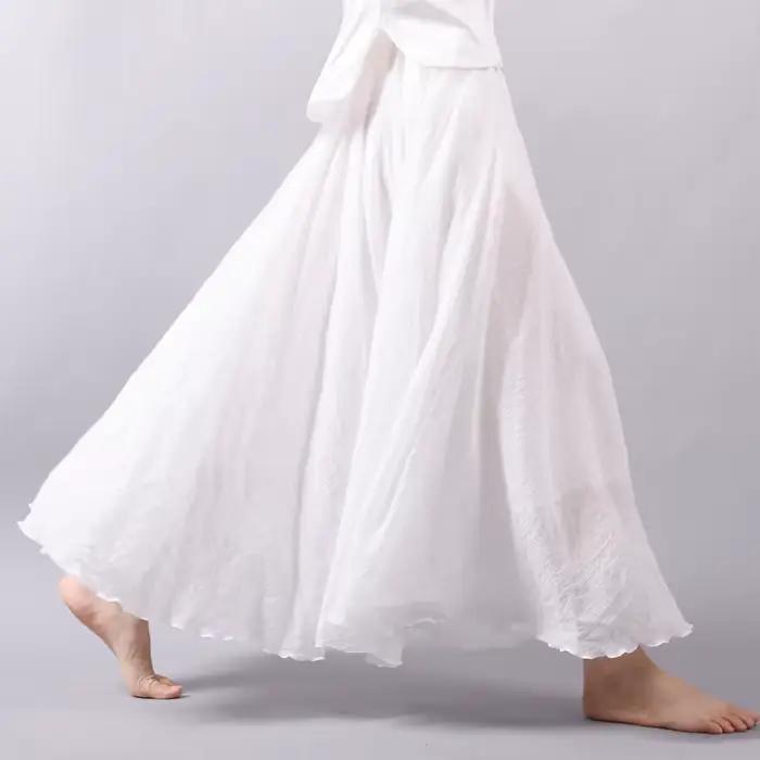 Jupe midi vintage en coton et lin