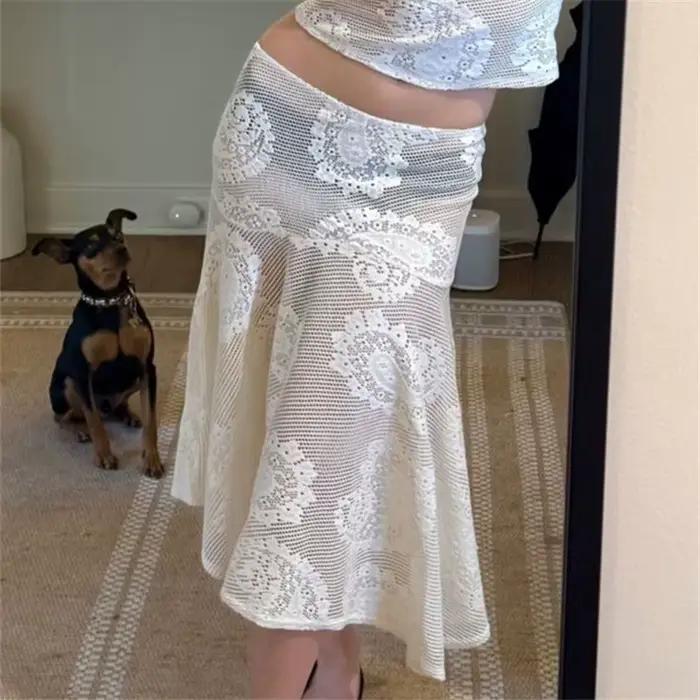 Jupe midi en dentelle Paisley pour femme