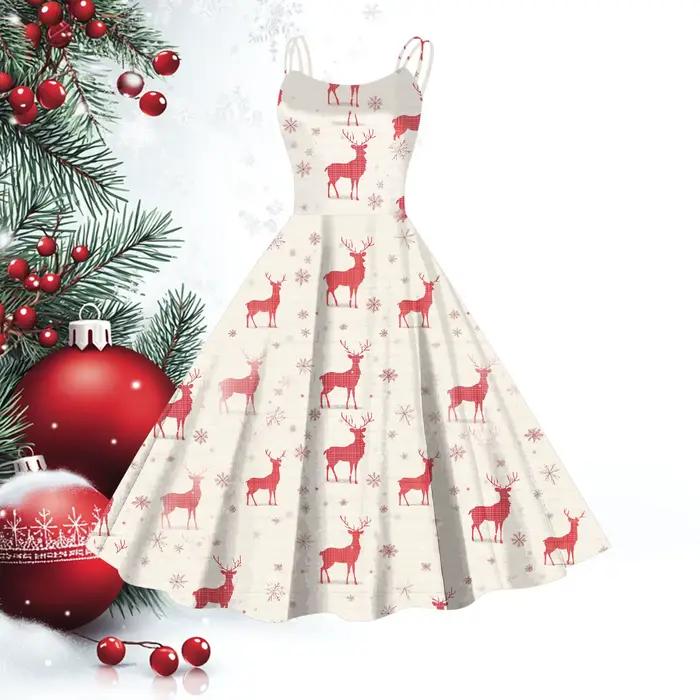 Robe de Soirée de Noël Rouge pour Femme