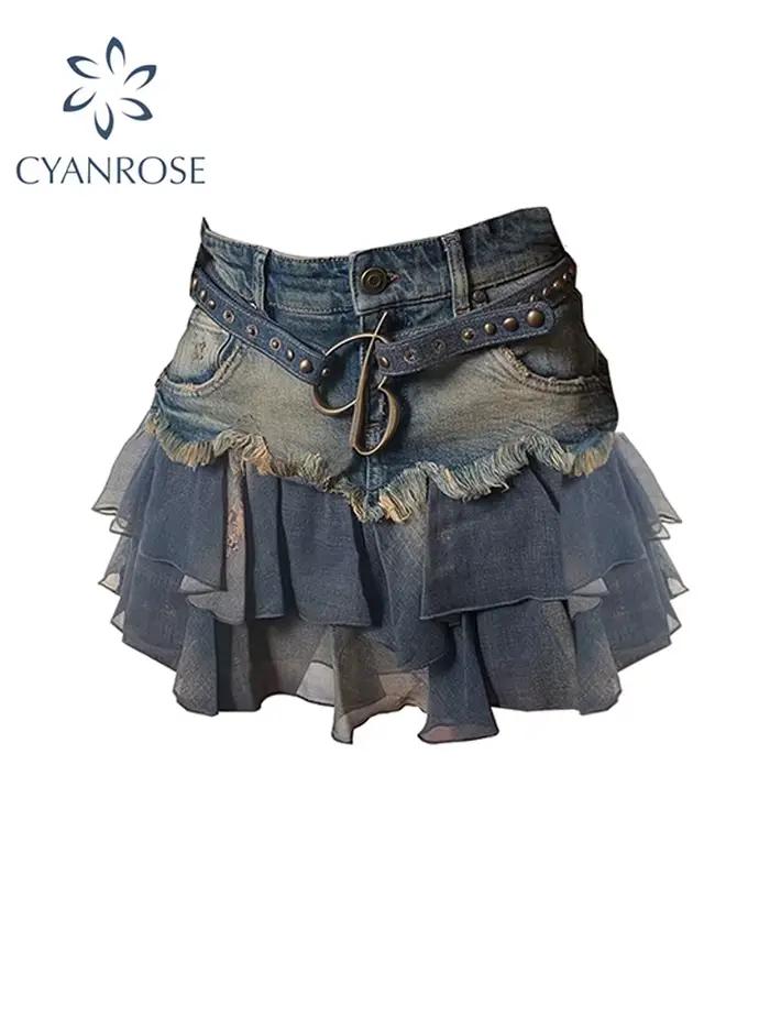 Jupe Patchwork Vintage Y2k pour femmes