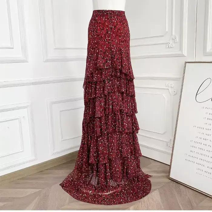 Jupe longue femme taille haute ajustée