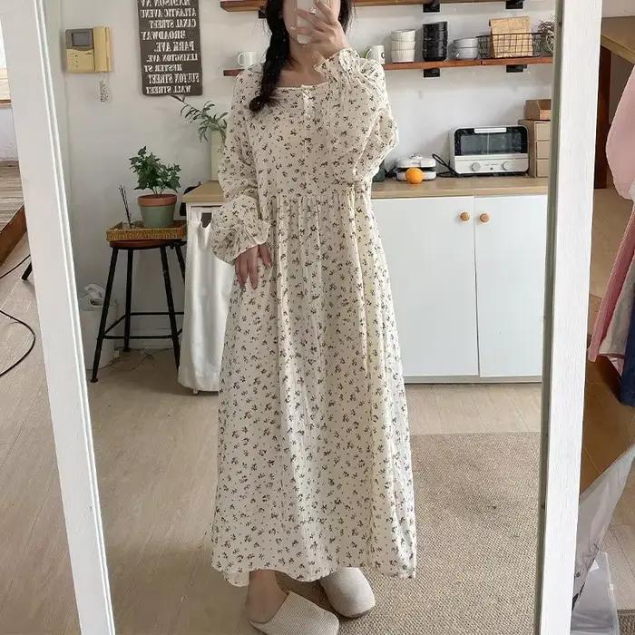 Robe en mousseline 100% coton pour femmes, imprimée, manches longues, boutonnée, style décontracté chic, surdimensionnée, ample, mini, brodé, haute élasticité, crêpe de chine