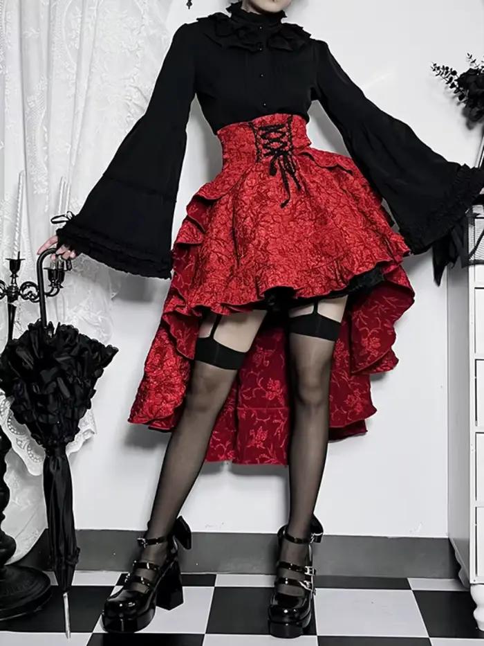 Jupe gothique rétro taille haute pour femme