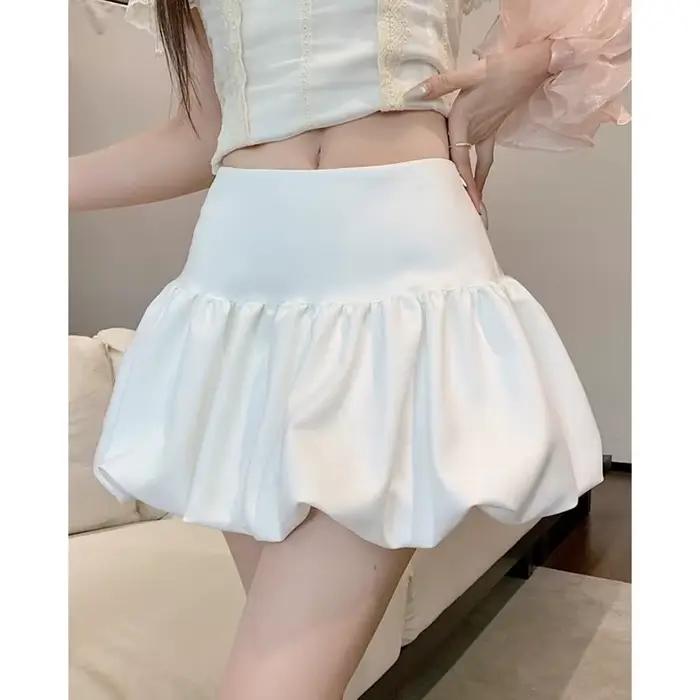 Jupe courte trapèze taille haute pour femme
