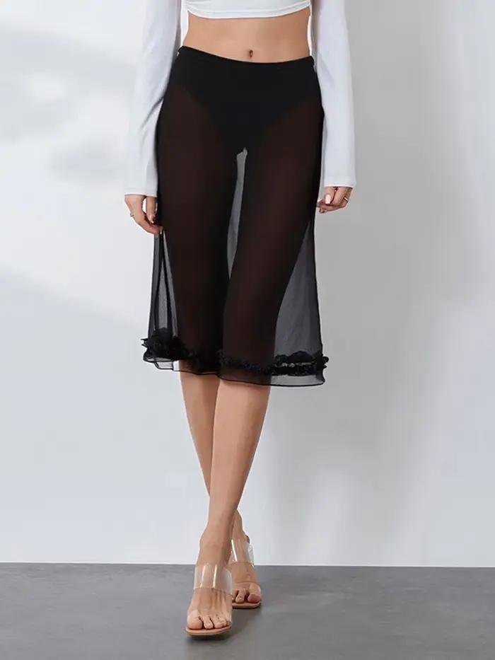 Jupe mi-longue transparente pour femmes
