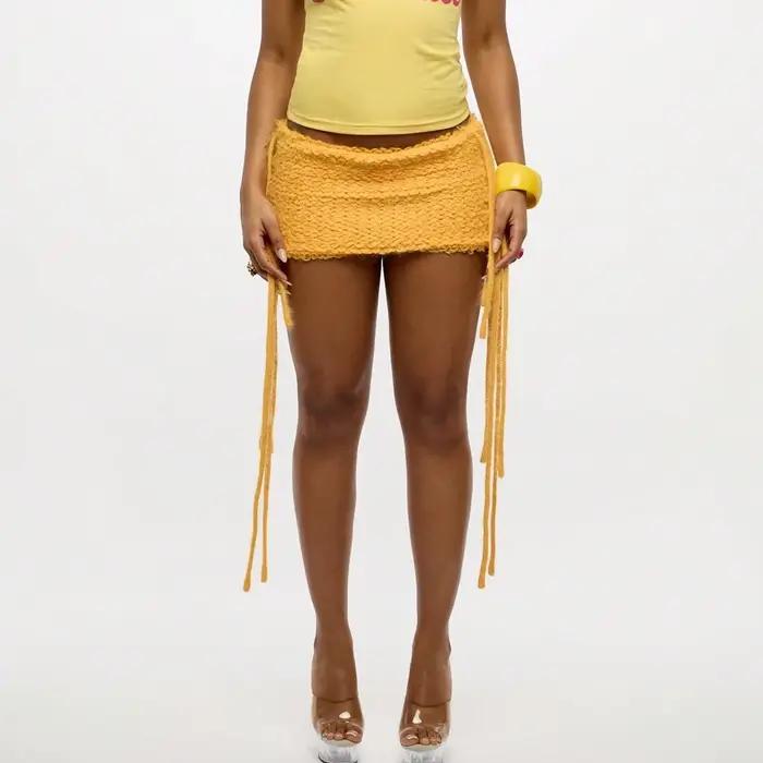 Jupe courte Y2K en tricot duveteux pour femme