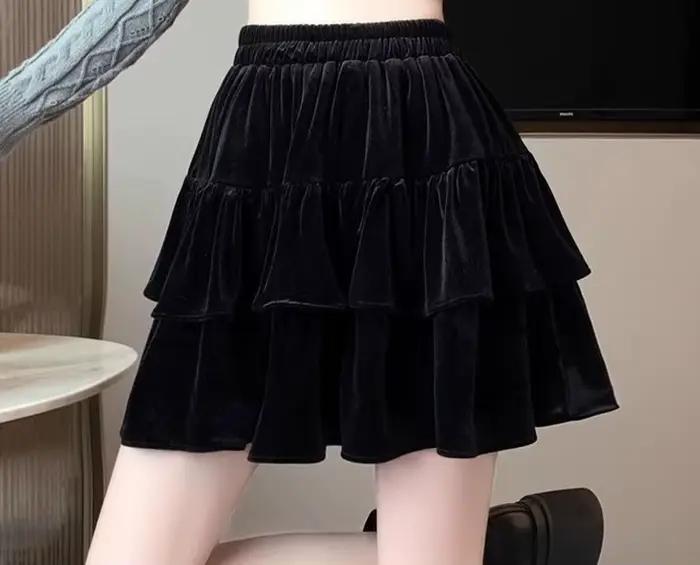 Jupe midi en velours pour femme