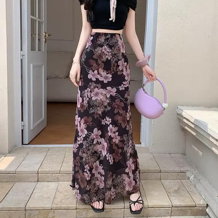 Jupe trapèze chic à imprimé floral