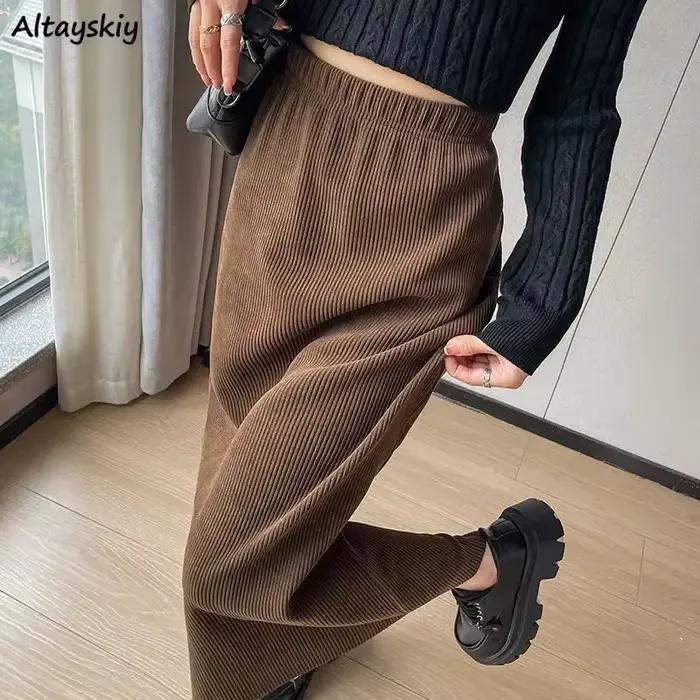 Plus velours jupes droites femmes automne hiver