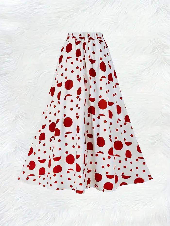 Jupe à pois rouge et blanc pour femme