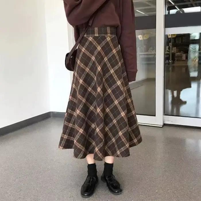 Jupe à carreaux rétro taille haute