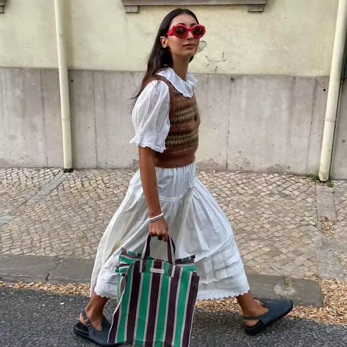 Jupe blanche bohème inspiration haute couture pour femmes mode printemps été coton fin mi-mollet silhouette élégante