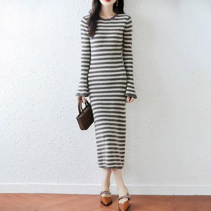 Jupe pull longue rayée