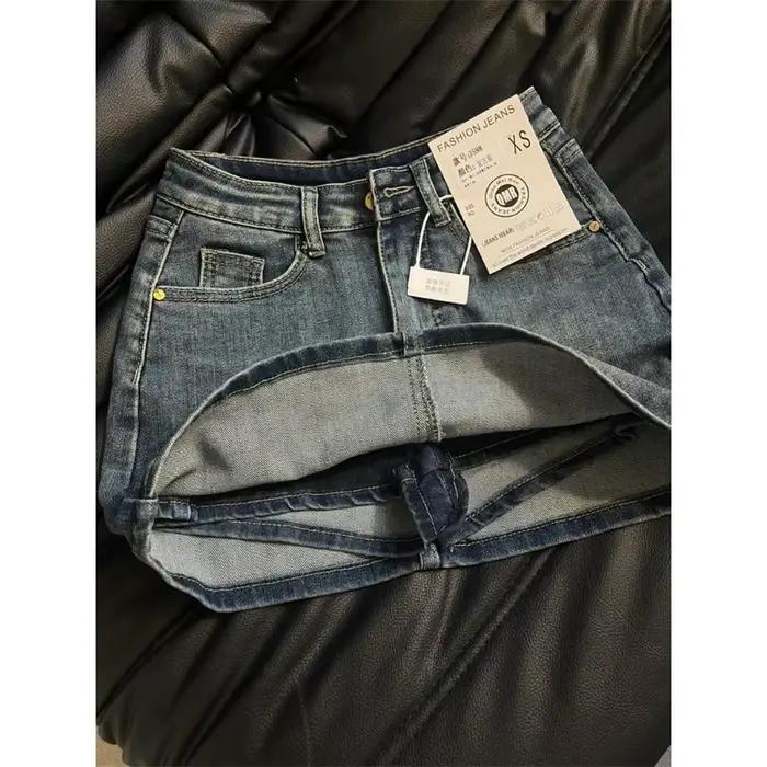 2025 Femmes Bleu A-ligne Jupe En Jean Y2k