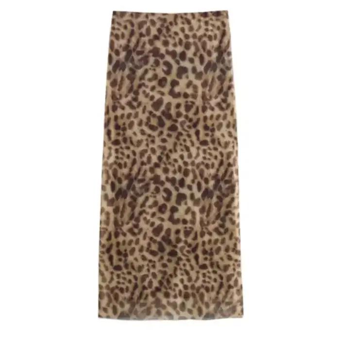 Jupe mi-longue en Tulle léopard pour femmes