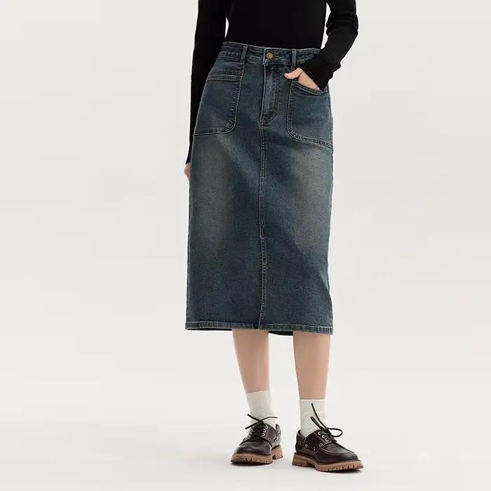 Jupe en jean fendue pour femme