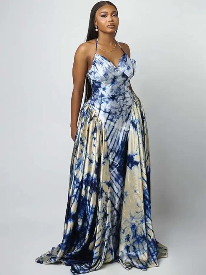 Robe longue à col licou pour femmes
