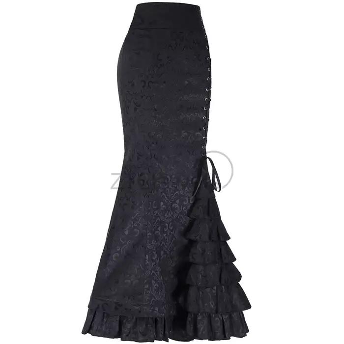 Jupe longue vintage en jacquard sirène