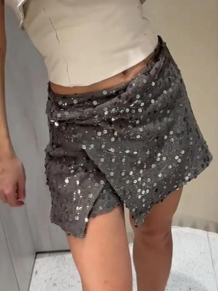 Mini jupe à paillettes pour femmes
