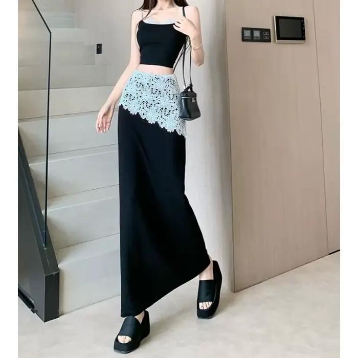 Jupe droite en dentelle tendance pour femme
