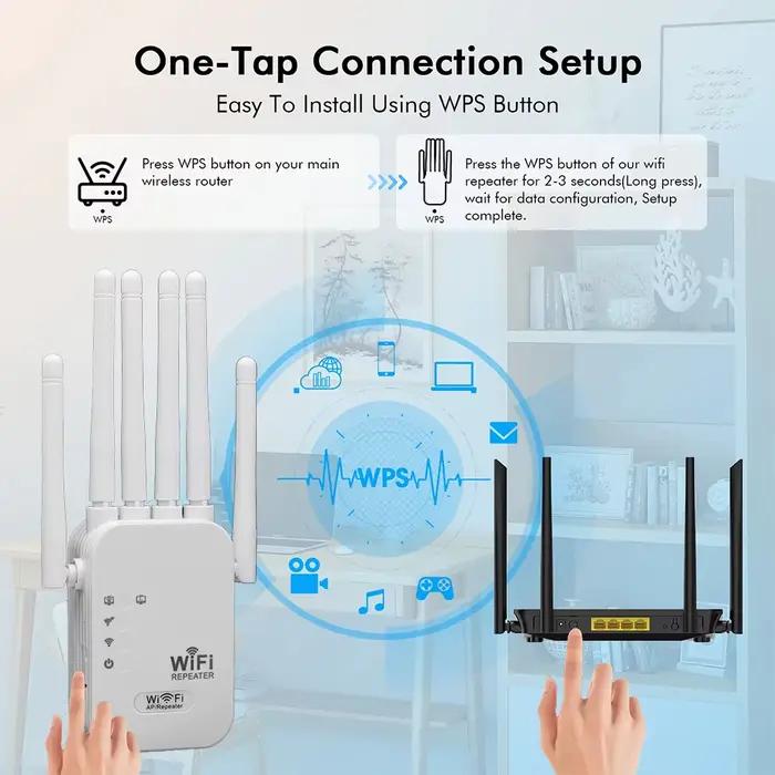 Répéteur WiFi, amplificateur WiFi, signal 5G, extension de réseau WiFi, amplificateur WiFi 1200 Mbps, 5 GHz, longue portée, répéteur WiFi sans fil