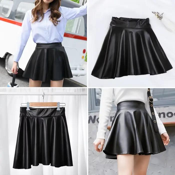 Jupes en Faux cuir pour femmes