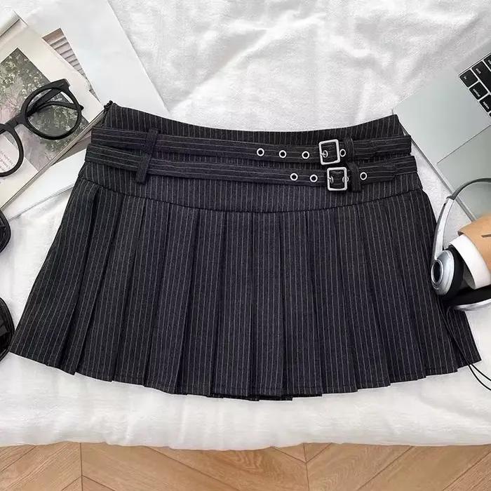 Mini-jupe rayée preppy pour femme