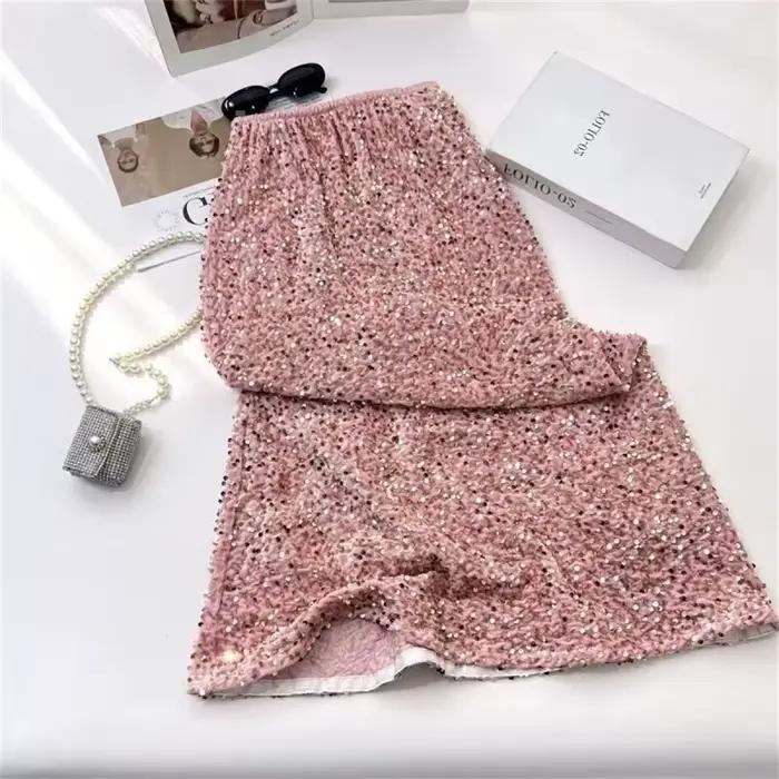 Jupes longues à paillettes noires pour femmes
