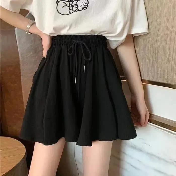 Jupe courte taille haute élastique pour femme
