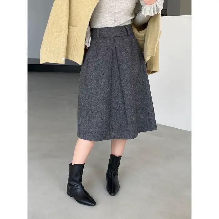 Jupe longue en laine Tweed