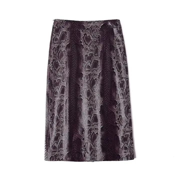 OL jupe en cuir véritable femme importé décalcomanie motif Python peau de mouton minimaliste Midi crayon Saias Faldas Mujer 2025 vêtements